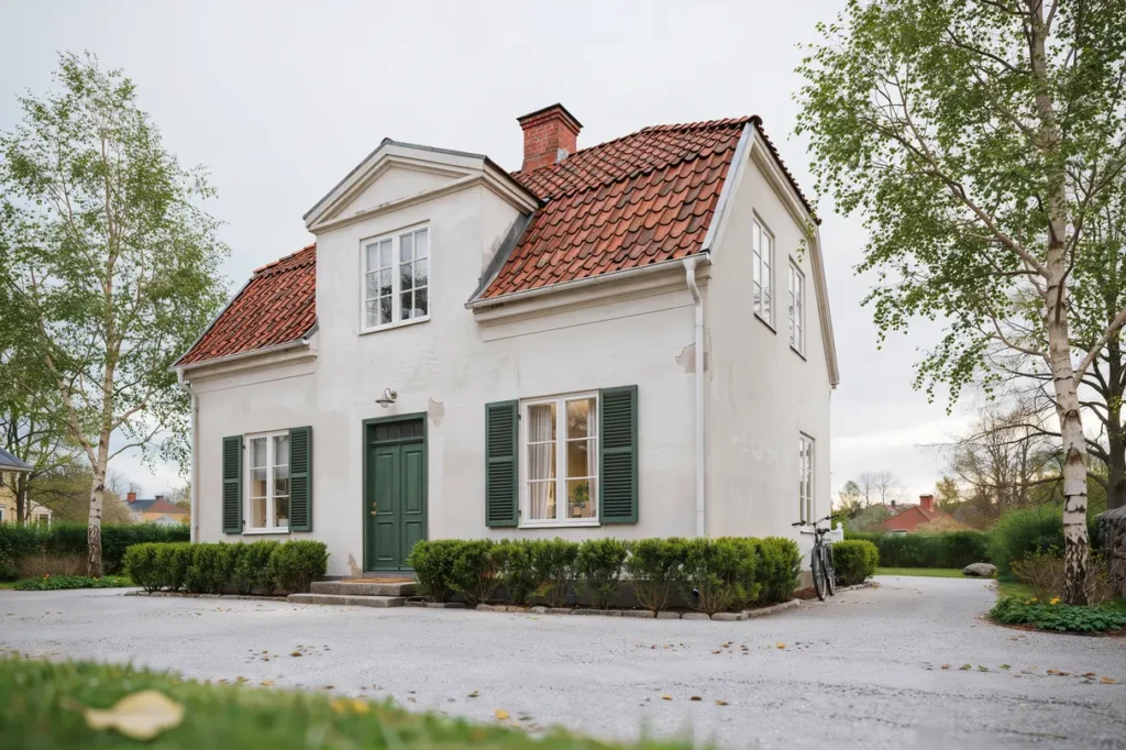 omm lning av putsad fasad p villa i hersby